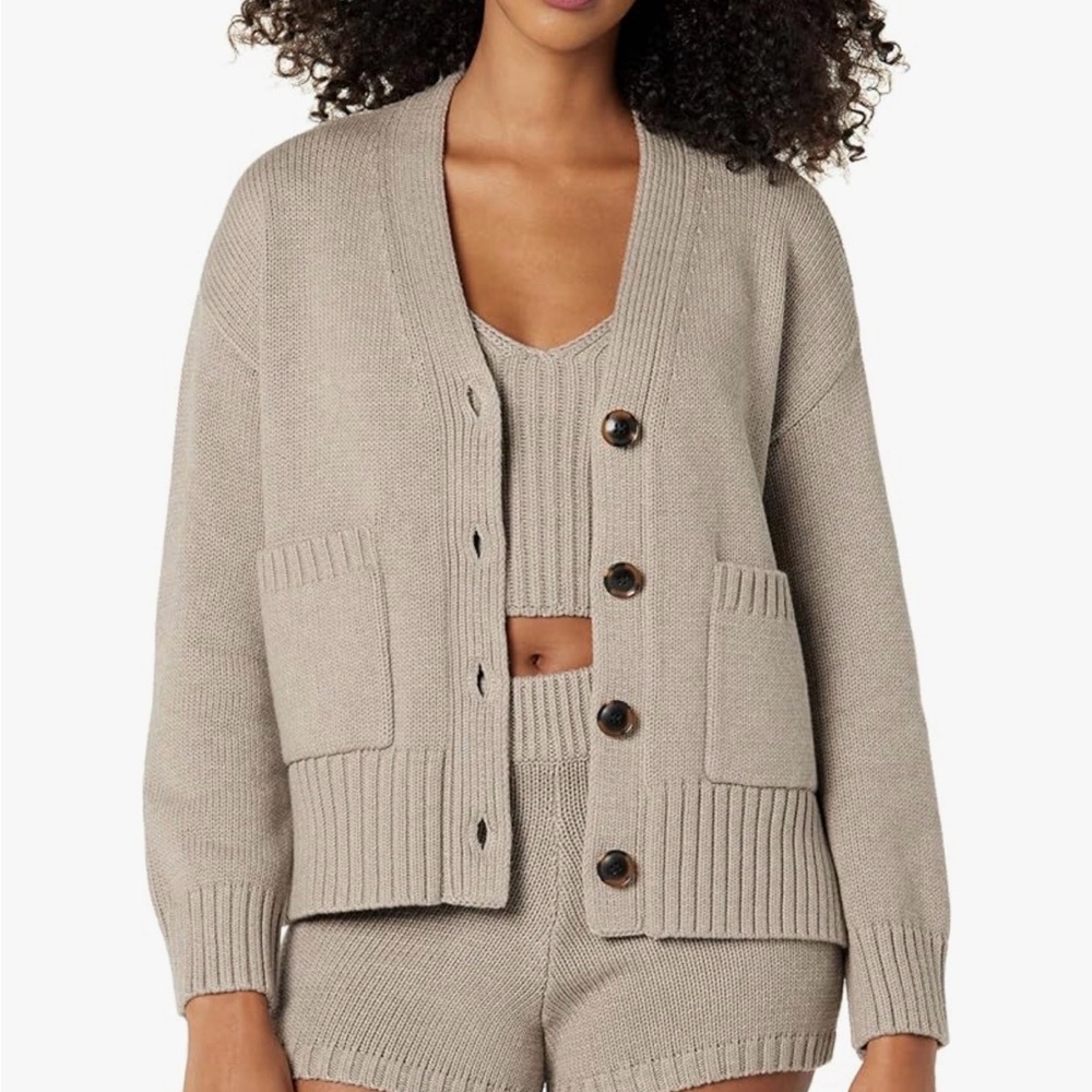 The Drop Womens Brigitte Cotton Blend Chunky Cardigan